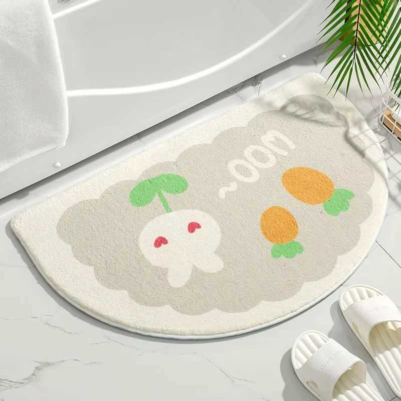 VIKAMA Faux Cashmere Soft Floor Rug Fresh Text Floral Carpet He Entrance Carpet Bedro Toilet Absorbent Non-slip Foot Mat H251129