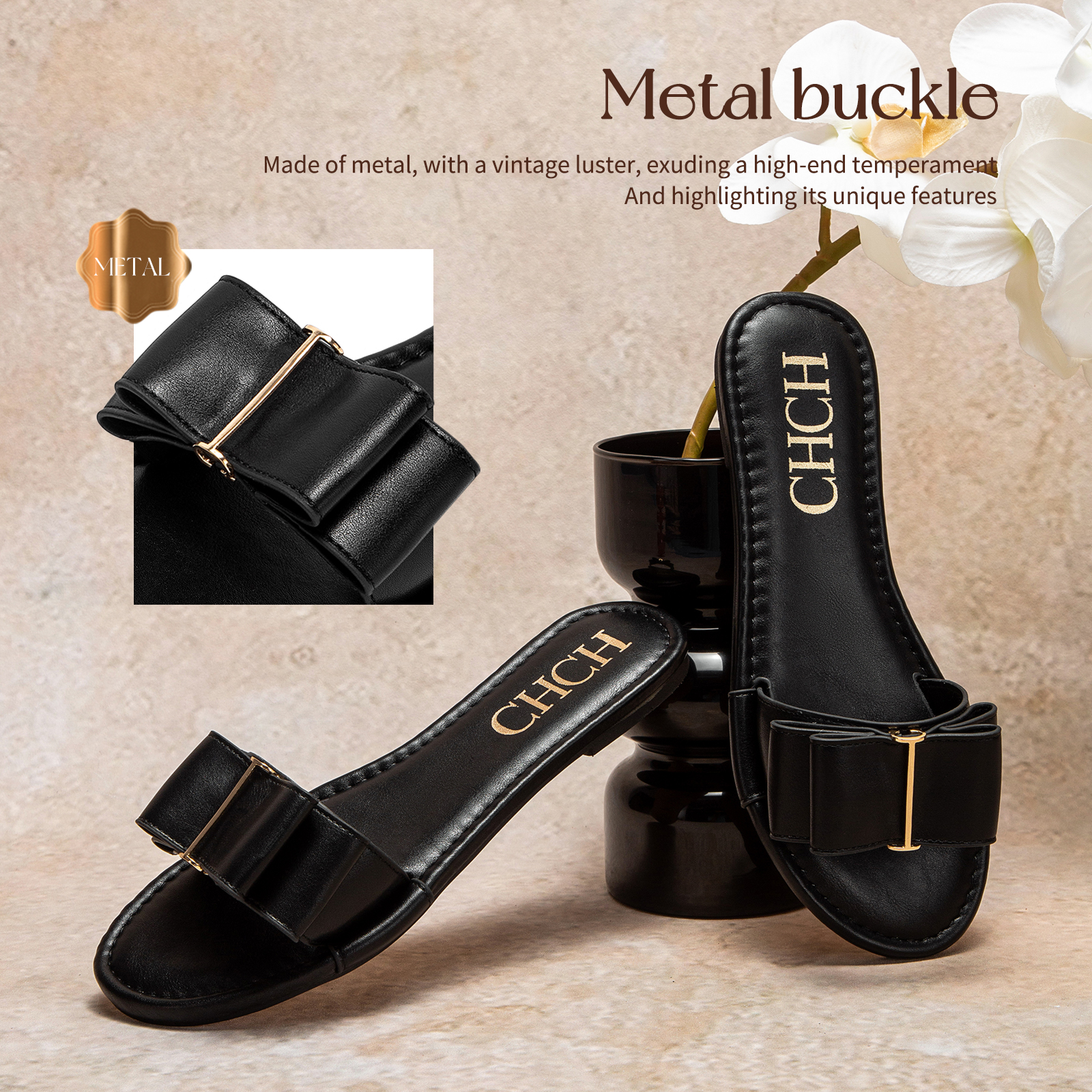 CHCH Basic Hundred Lightweight Comfortable Women's Outdoor Slippers Pure Color Simple Fashion Classic Flat Shoes