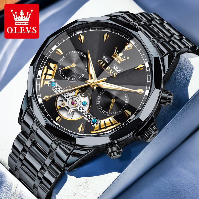 OLEVS Designer Luxury Men's One Piece Business Watch Versatile Night Light Mechanical Watch Fully Automatic Waterproof Sports Watch Free Shipping