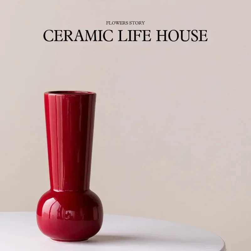 Red Ceramic Art Vase Wedding Housewarming Festive Vase He Living Ro New Year Decoration Y251201