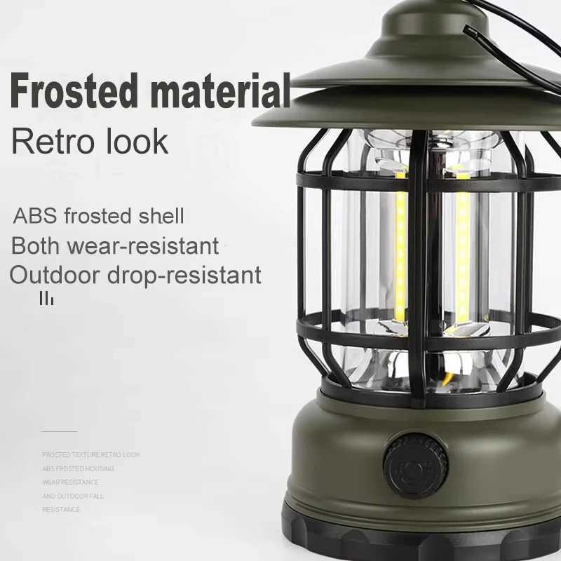 Rechargeable Camping Lantern Vintage Pendant Light Tent Lights Stepless Dimming Portable Waterproof For Adventure picnic Home M251201