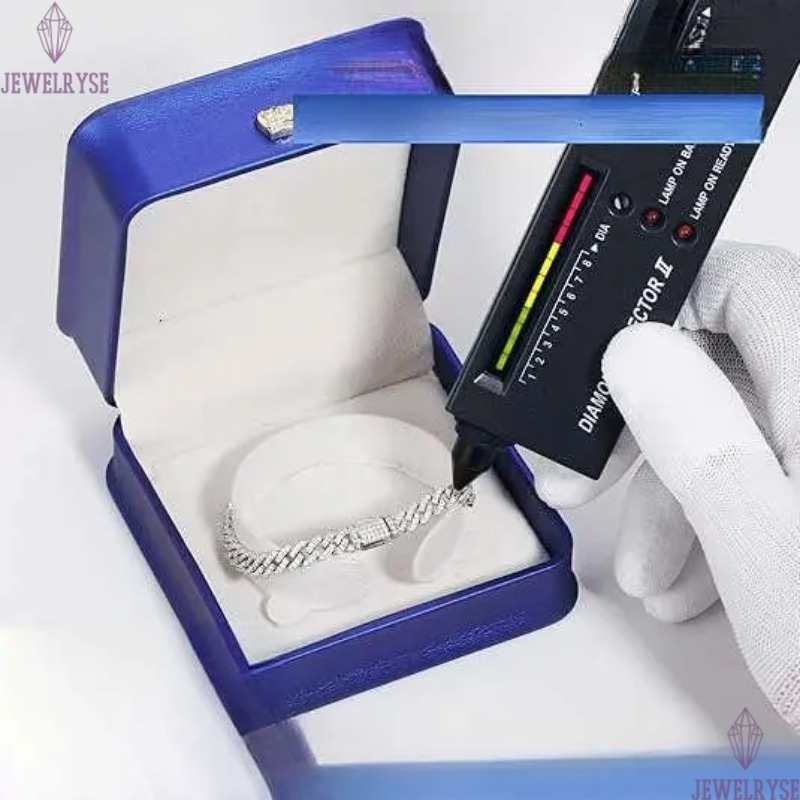 White Gold 925 Sterling Silver VVS Moissanite Diamond Cuban Link Chain Bracelet Iced Out Mossanite Jewelry For Men Womennb