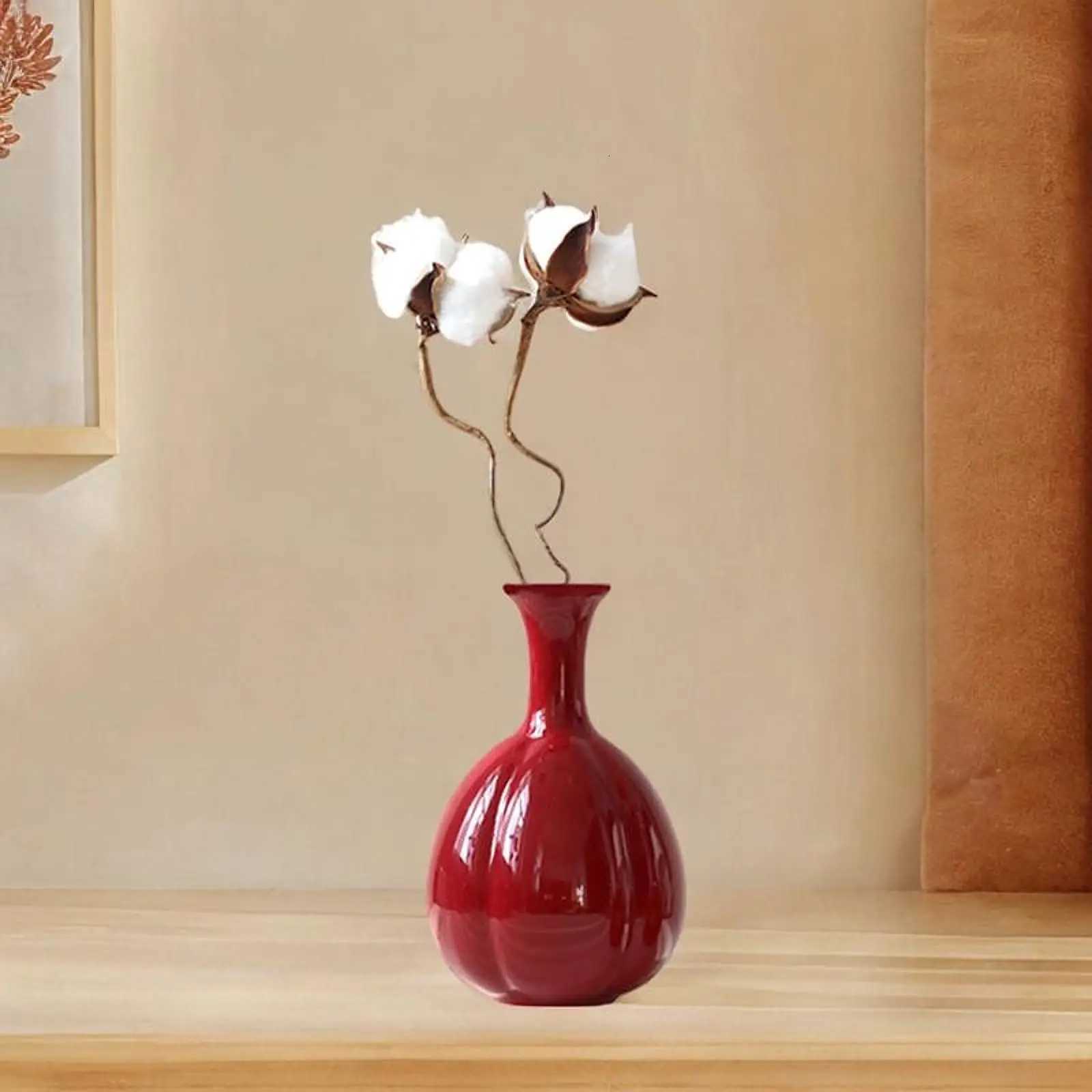 Red Ceramic Vase Decorative Vases Creative Flower Vases for Entrance Bookshelf Farmhouse Ceramic Red Vase Creative Living Ro Y251201