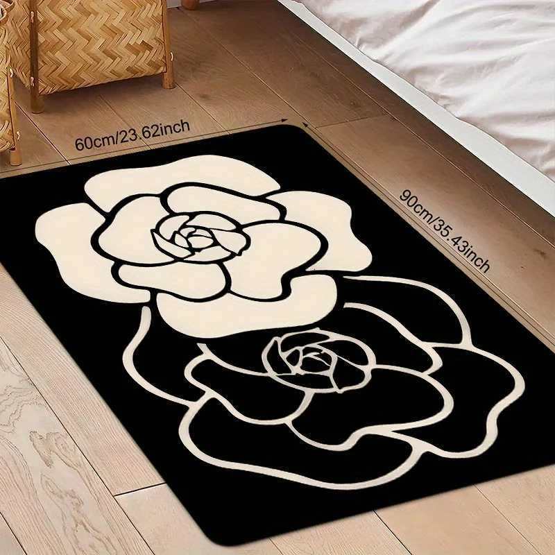 1 Piece Anti-Slip Soft Doormat with Elegant lia Print -Black and Polter Mat for Entryway Kitchen Bathro Living Ro luxury designer H251129