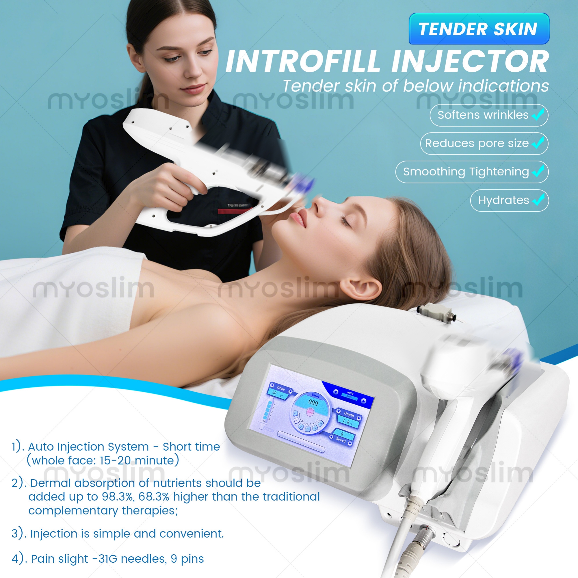 Hydra Mesotherapy Gun Skin Rejuvenation Machine For Beauty Salon Facial Moisturizing Wrinkle Removal And Pore Tightening Device