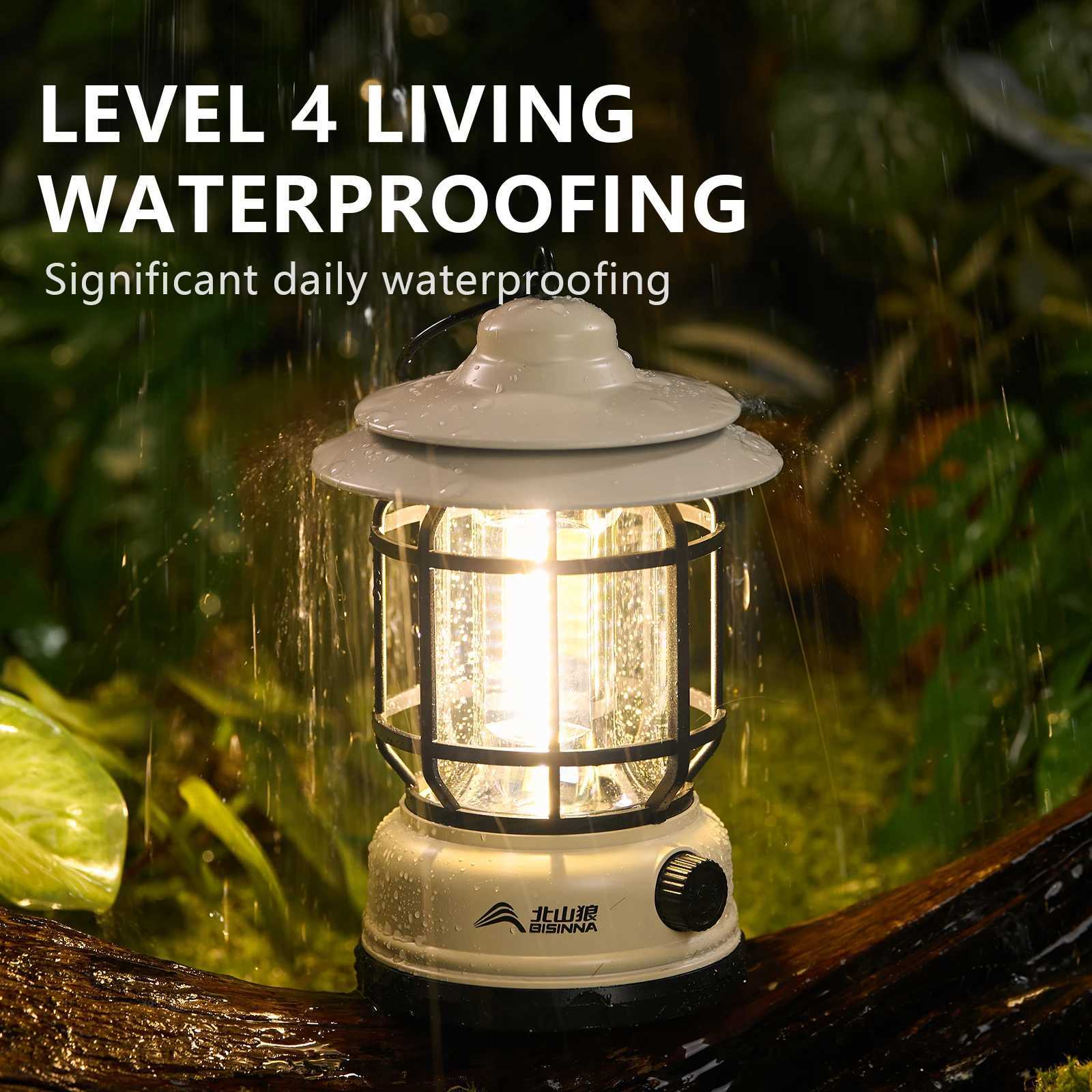 BISINNA Camping Lights Long Endurance Outdoor Tent Lights Rechargeable/Battery Waterproof Camping Lights Retro Atmosphere Lights M251201