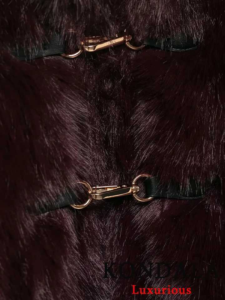 KONDALA Vintage Casual Chic Women Faxur Fur Jackets Solid Long Sleeve Single Breasted Coats New Fashion 2025 Autumn OutwearsT251201