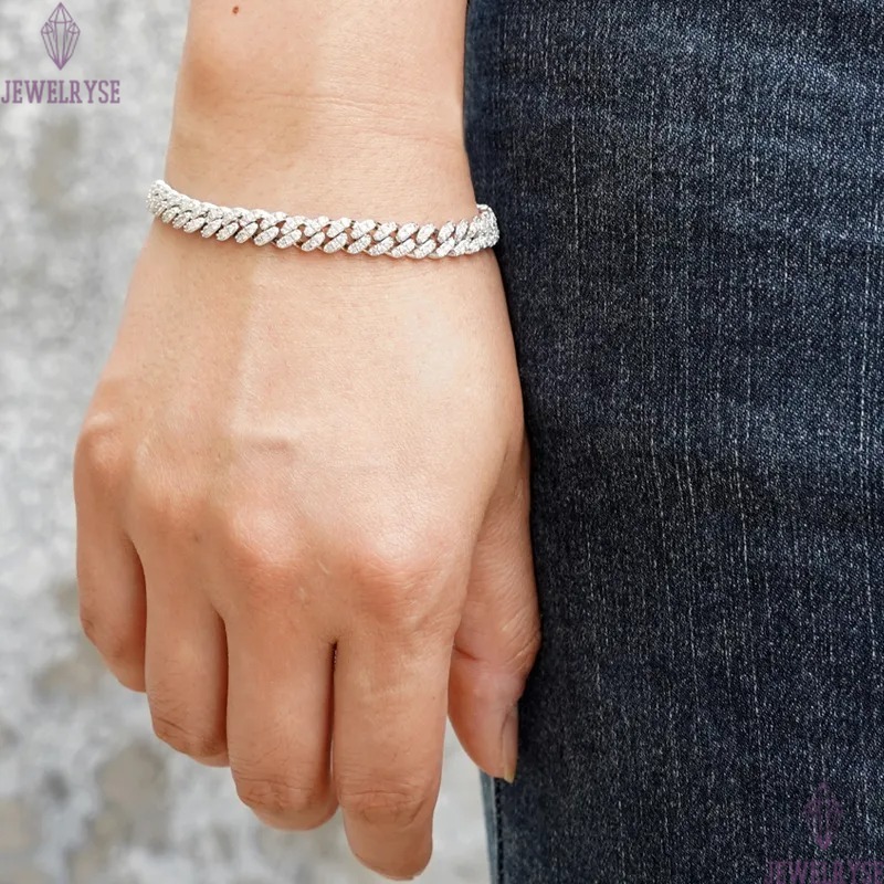 pendant necklaces fine jewelry 8mm moissanite necklace set cuban link chain sterling sier women men chain miami cubanlink