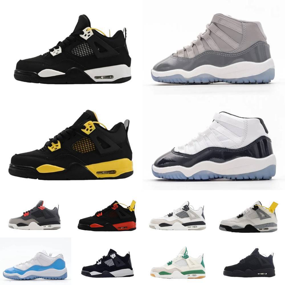 Designer 4 J4 J11 Kids Sports Shoes Trainers 4S 11 11s White Cement Military Black Cat Pure RetroES Outdoor Basketball Shoe Boy Girl Cherry Thunder Infrared Sneakers