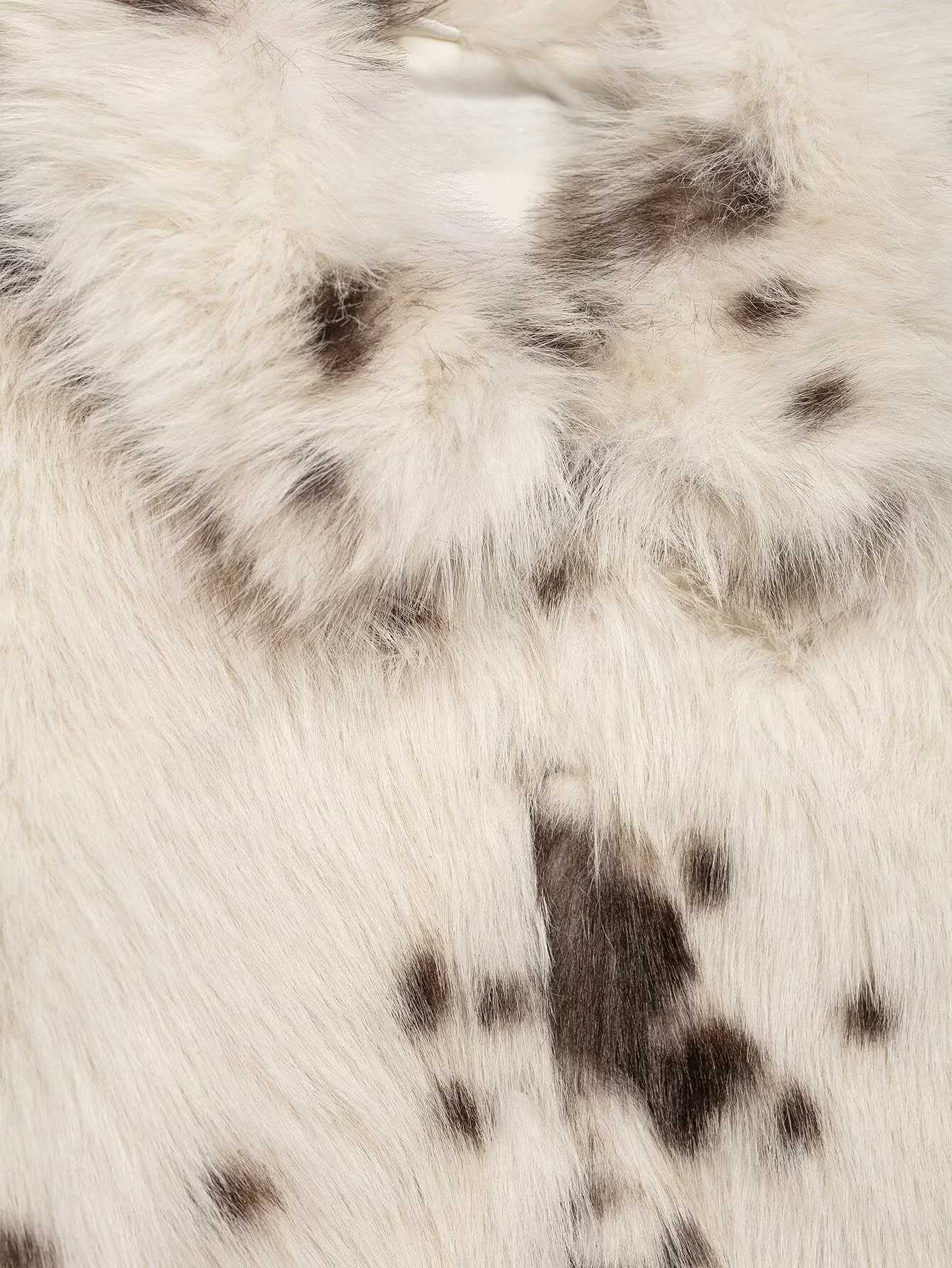 2025 Autumn/Winter New Womens Casual Fashion Versatile Artificial Fur Effect Animal Pattern Jacket Warm CoatT251201