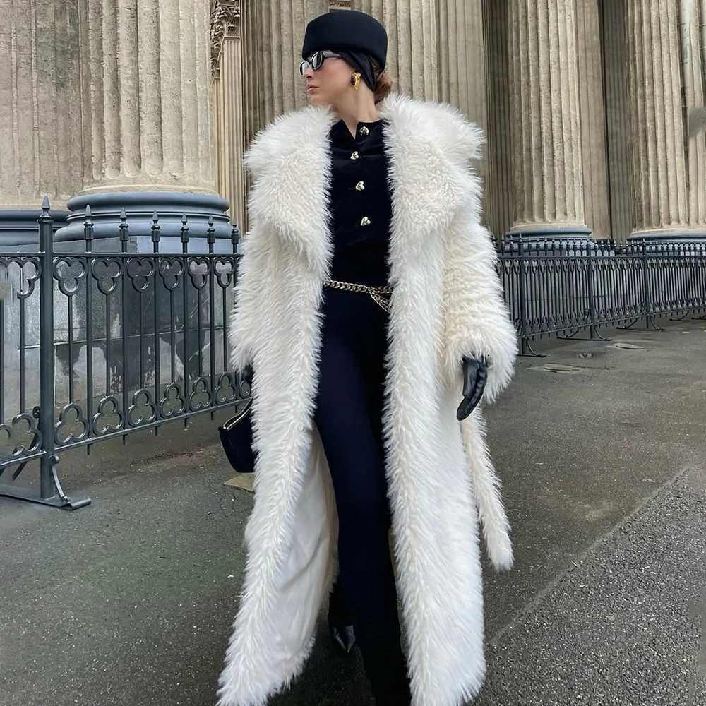 Tuularose Women Belted Fur Coats Fashion Casual Plush Thickened Long Sleeve Long Fur Coats Autumn Warm Luxury New Female OutwearT251201