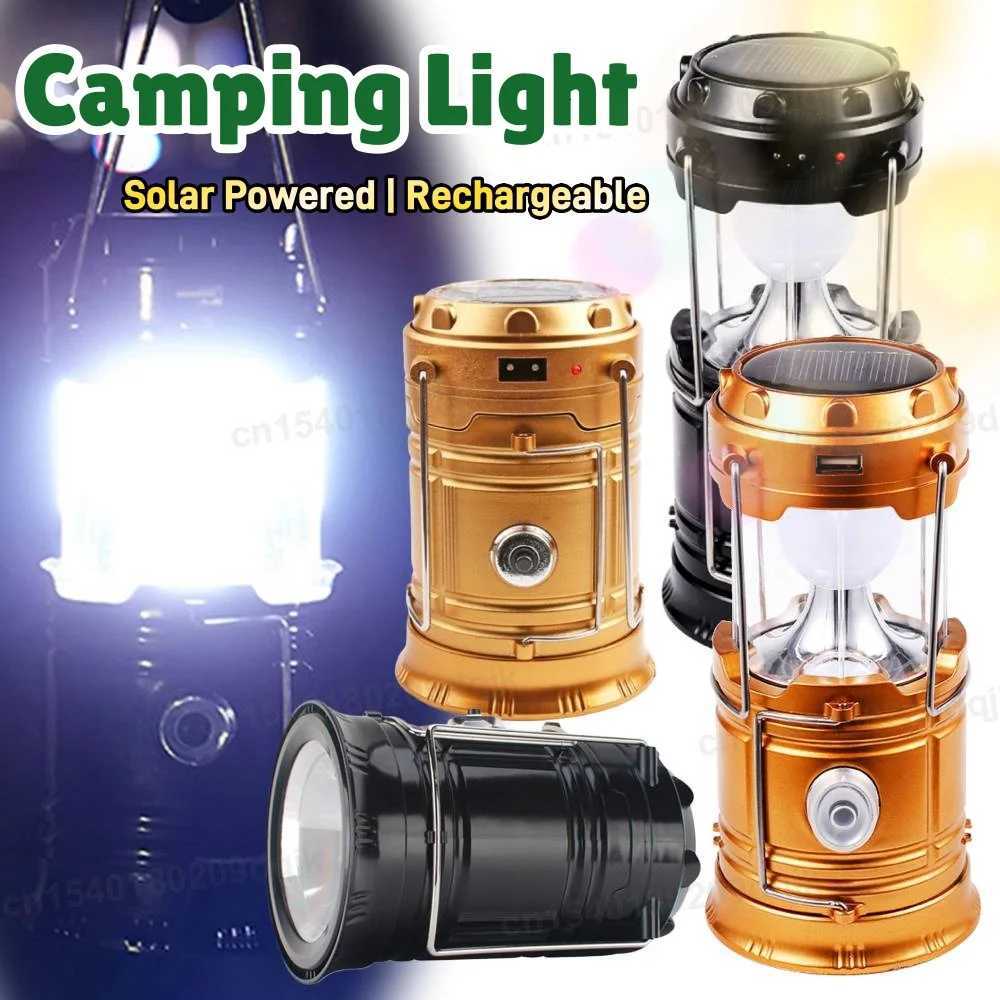 Foldable Camping Lantern Outdoor Solar Powered Camp Tent Lamp USB Rechargeable Portable Emergency Lights Stretch Hang Lantern M251201