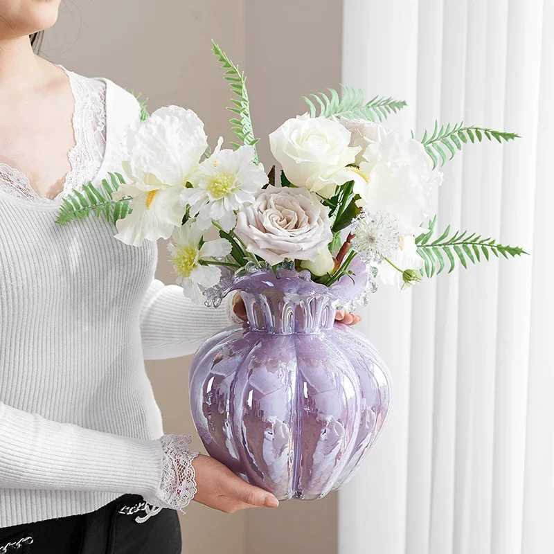 Vase ple Wave Floral Arrangement Accessories Hydroponics Terrarium Flower Vase He Decoration Accessories Y251201