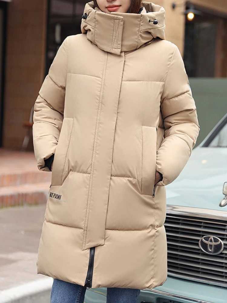 New in WomenS Winter Down Cotton Jacket Warm Thicken Cotton Padded Jacket Korean Loose Plus Size Parkas Outwear Long CoatT251201