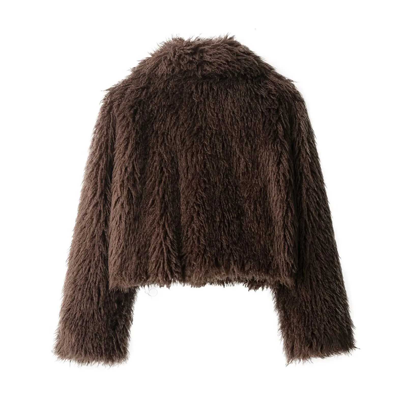Women Elegant Faux Fur Coat Warm Fluffy Loose Long Sleeve Lapel Jacket Autumn Winter Fashion High Street Lady OuterwearT251201