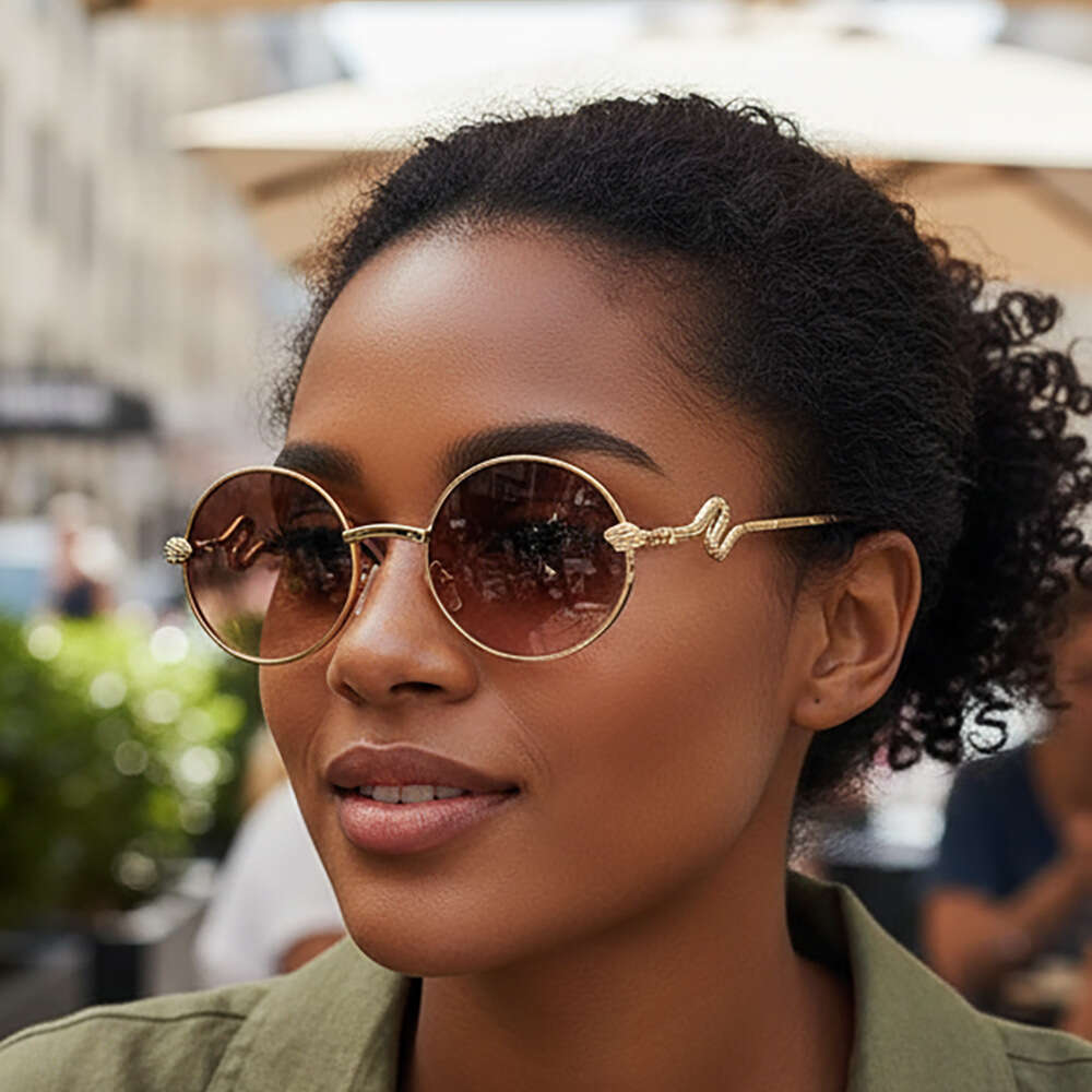 new metal retro round frame sunglasses with snake shaped decorative legs highend womens sunglasses sun visors anti blue light