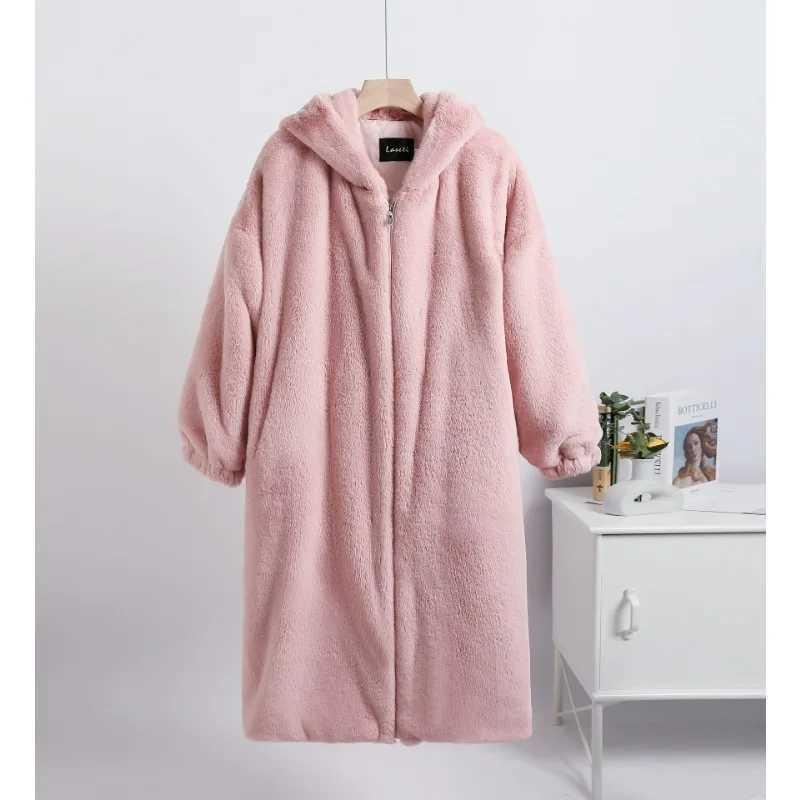 Grunge Autumn Winter Womens Coats Faux Fur Thick Warm Casual Hooded Lamb Wool Cute Warm Top Womens ClothingT251201