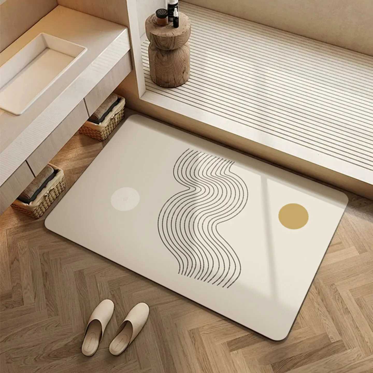 Geetric simple lines Light luxury Diat d floor mat Bathro toilet door water absorption non-slip Quick drying door mat H251129