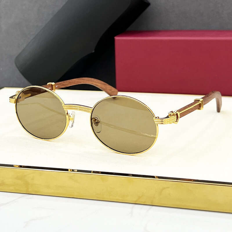 CT0464 Cross-Border Retro Wood Grain Round CT Card Home Fashion Light Luxury Vacation Men Outdoor Women Sunglasses