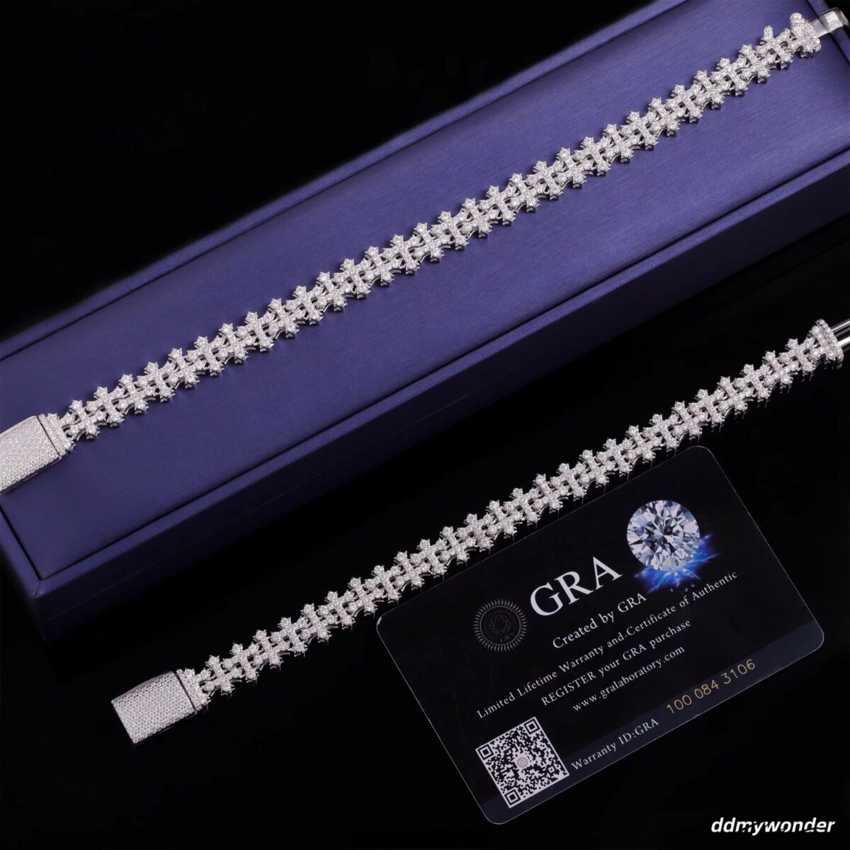 New Design Sterling Sier Gold Plated Link Bracelets Iced Out Vvs Moissanite Full Dia Cross Chain Bracelet Ddmywonder