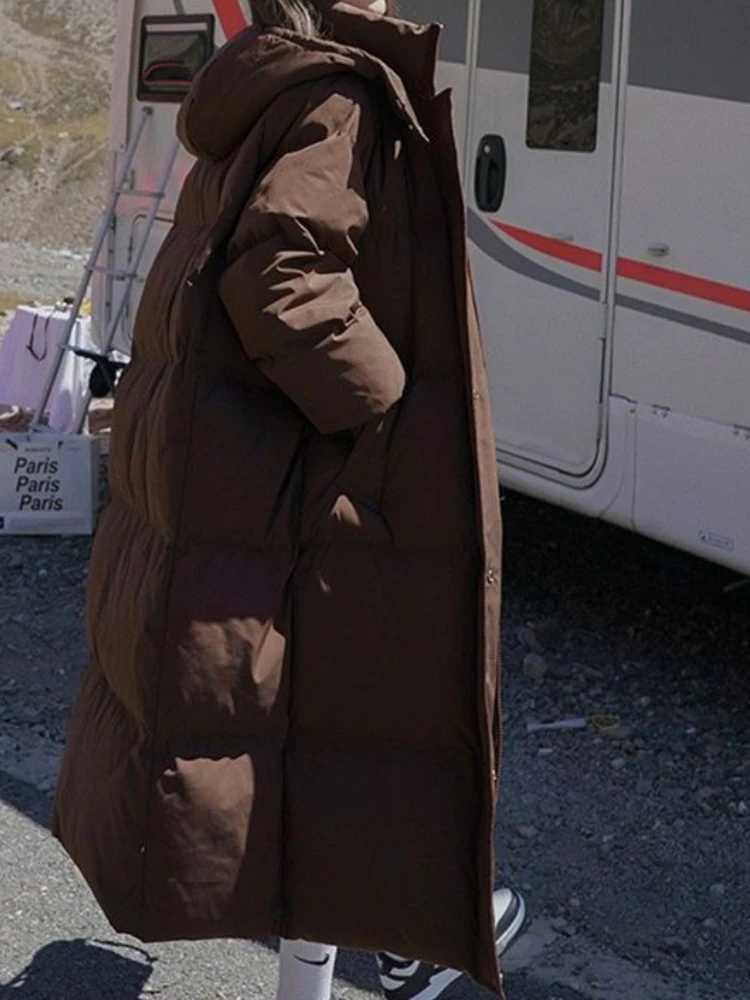 New in Winter Cotton Jacket Womens Long Coat Korean Edition Loose Thick Fashion Hooded Jackets Female Warm Parker OvercoatT251201