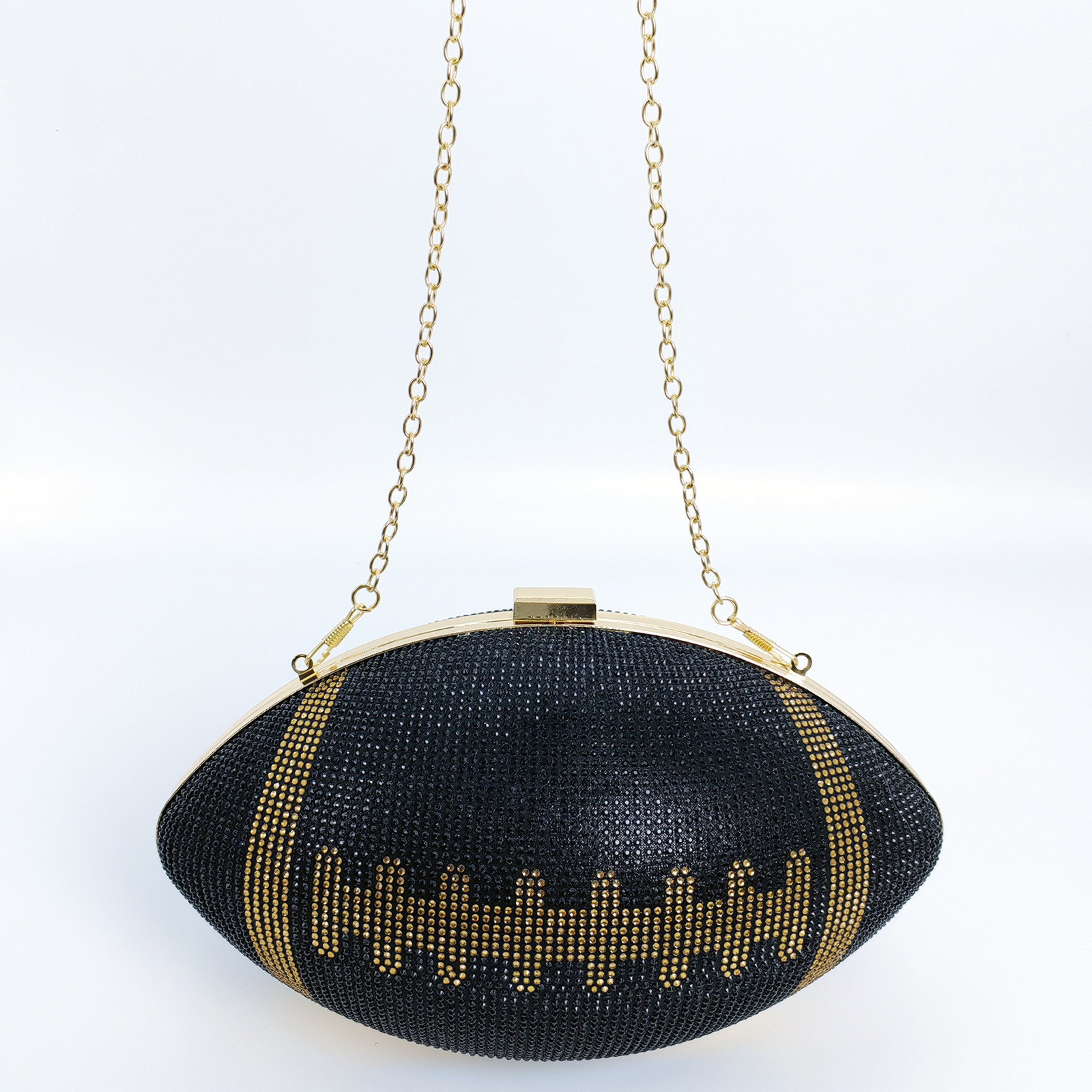 Diamond Evening Clutch Purse Bag Bridal Bling Football Shape Handbag Trendy Fashion One-shoulder Lady Bags XA19H 220611