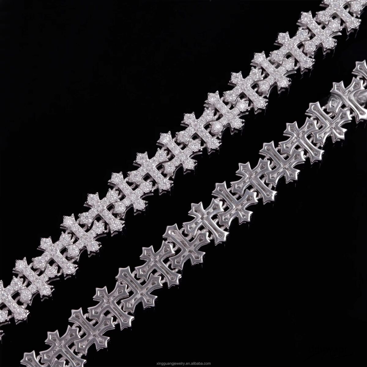 New Design Sterling Sier Gold Plated Link Bracelets Iced Out Vvs Moissanite Full Dia Cross Chain Bracelet Ddmyfeb