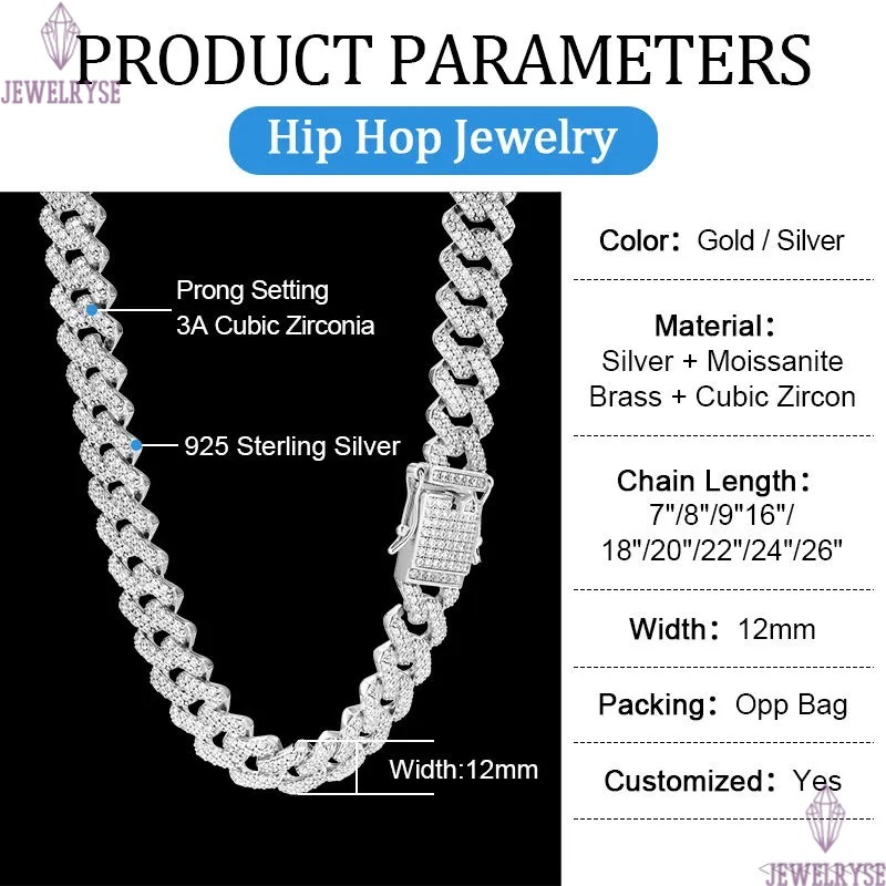 necklace moissanite chain 22inches Mens Real Gold Hip Hop Vvs Diamond Prong Set 10k Gold Cuban Link