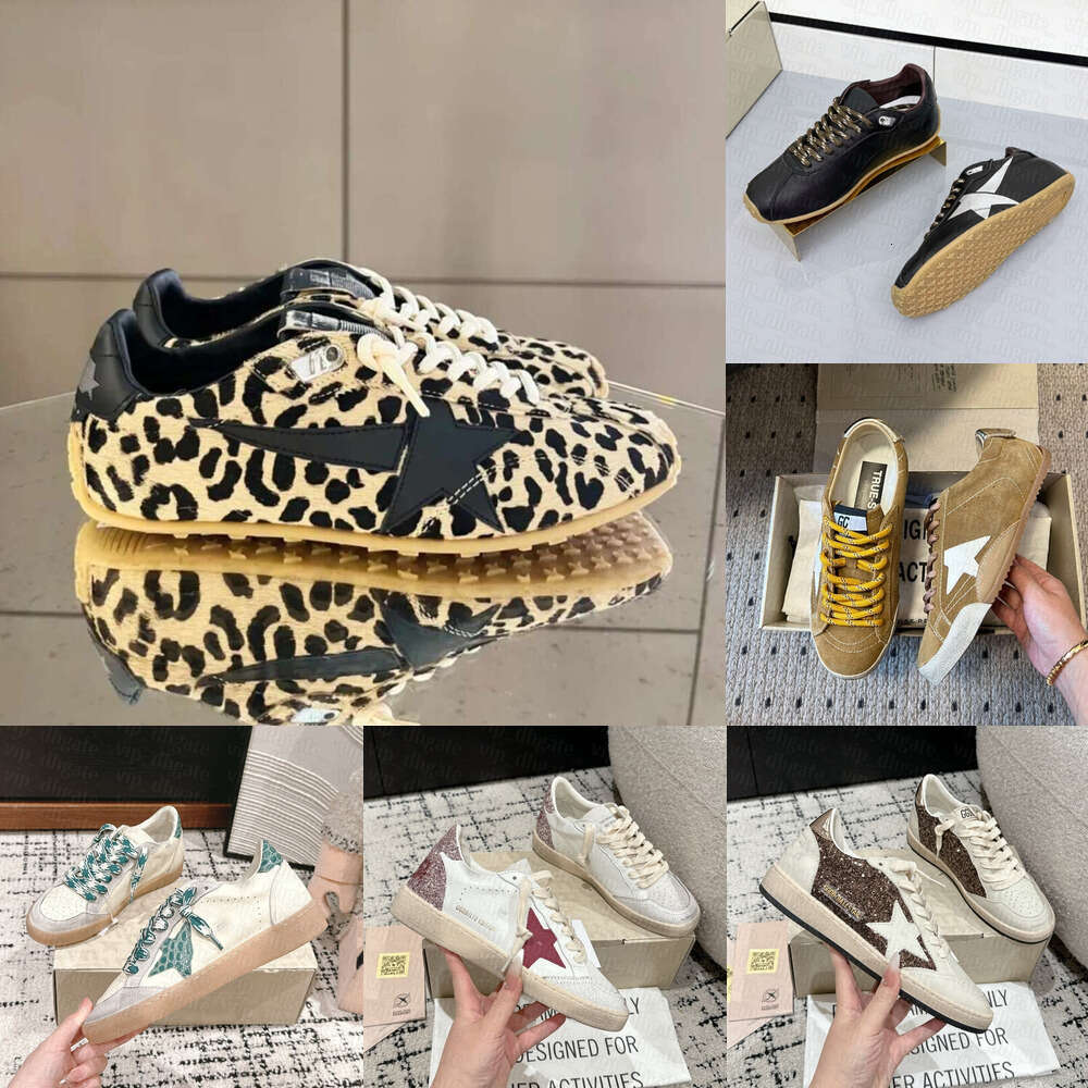 10a Luxury leopard print sneaker Designer golden Womens Leather Casual Fashion trainer Run youth star woman shoe Walk Flat track sport outdoor Dirty tennis shoes
