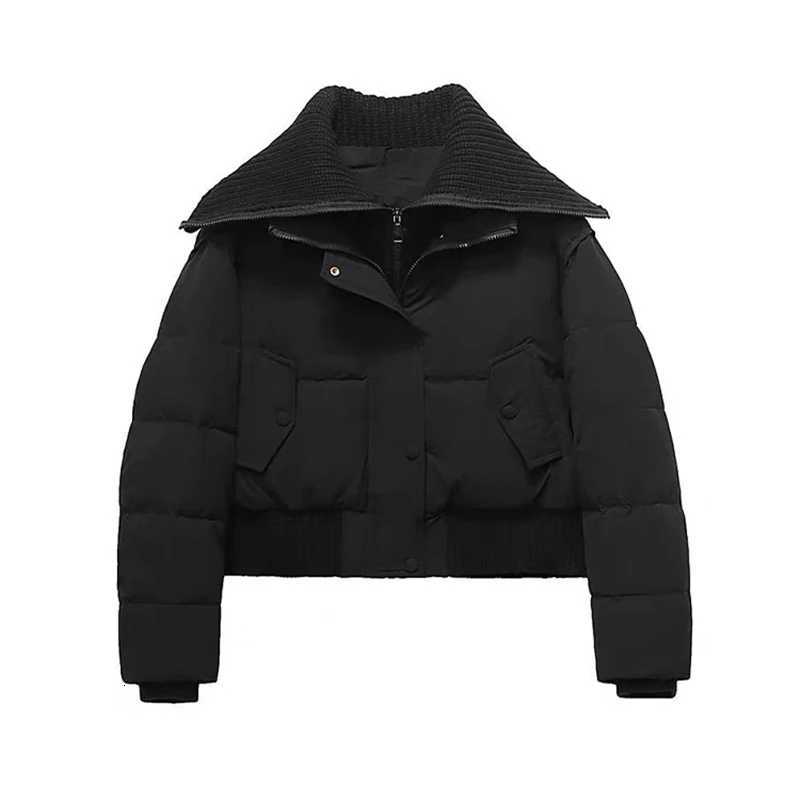 YIBASHU Autumn Winter Women Fake Two Pieces Padded Jacket Turn-down Collar Crop Down Jacket Korean Thick Parkas Outwears DesigneT251201