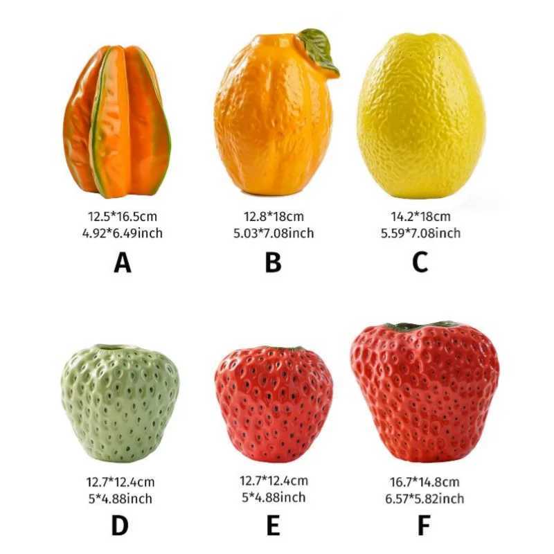 Resin Vase Simated Fruit Statue Cartoon Star Fruit Vase Lemon Flowerpot Flower Arrangement Accessories He Decoration Y251201