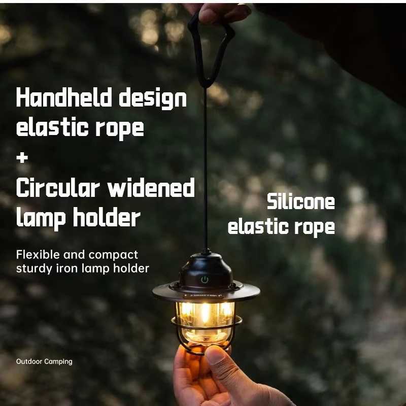 Runtime Vintage Camping Lantern - IPX4 Waterproof Outdoor Tent Light Portable Emergency Light with Warm White Ambient Light M251201