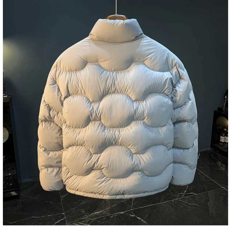 High fluffy winter warm down jacket for men trendy new 2025 stand up collar duck down thick cold resistant jacketT251201