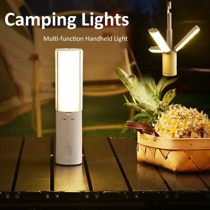 3-in-1 Camping Light Portable Foldable Hanging Light 3 Modes Dimmable For Outdoor Dining Tent Emergency Lighting Handheld Light M251201