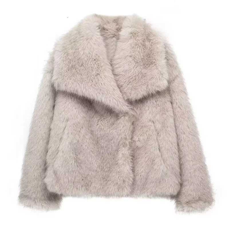 HXAO Winter Faux Fur Coat 2024 Woman New in coats Autumn Fur Plush Fluffy Jacket Warm Red Gray Black White Fur Coat OuterwearsT251201