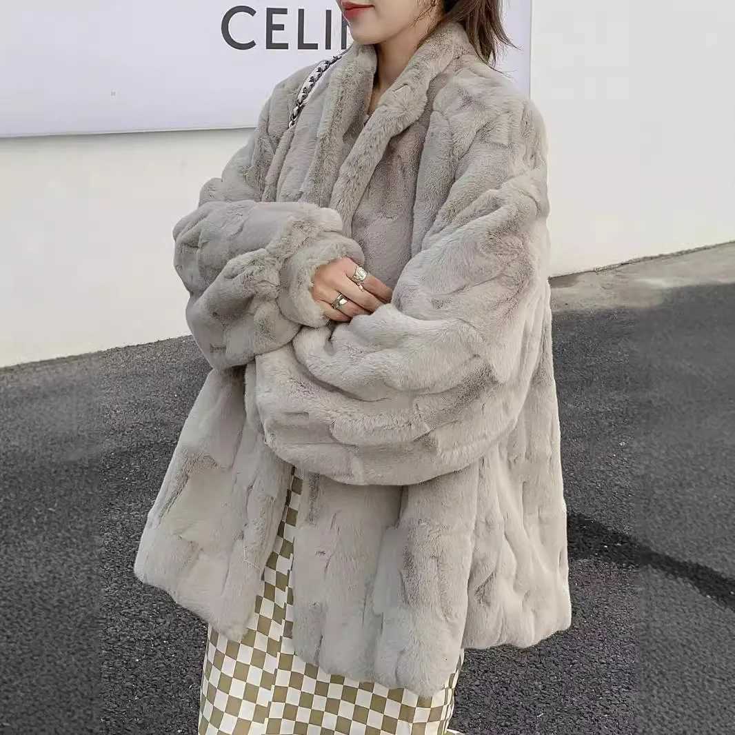 Mid Length Coat Women Faux Fur Coats Jackets Stand Collar Thick Warm Y2k Streetwear Jacket Work Casual Autumn Winter 2025T251201