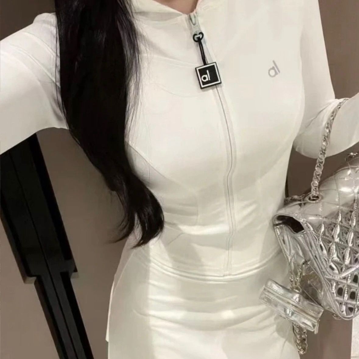 Women new spring autumn logo letter print long sleeve color block designer slim waist hooded yoga sports t-shirts fashion ttops cardigans SMLXL