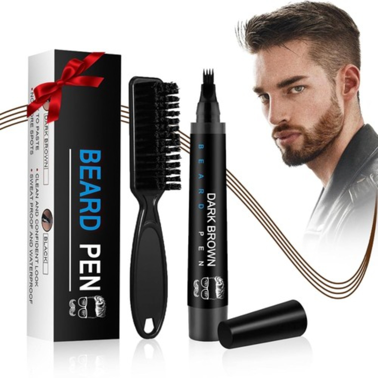 EELHOE Best Beard Pen for Men - Waterproof Touch Up to Instantly Cover Gray & Patchiness | Smudge Proof