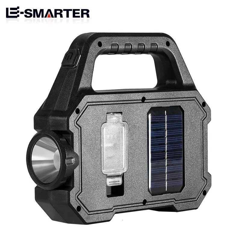 Solar Rechargeable Flashlight Zoomable Waterproof COB LED Torch Brightly Light Portable Powerful Lantern for Camping M251201