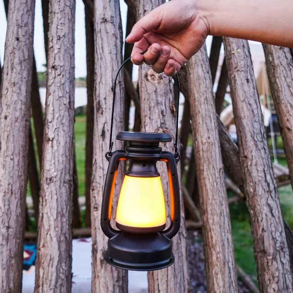 USB Rechargeable Camping Light Portable Camping Lanterns Hanging Tent Light 3000-5000K Stepless Dimming with Solar Charging M251201