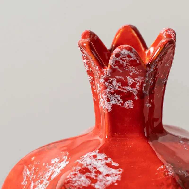 Red Pegranate Ceramic Vase Handmade Porcelain Bottle Flower Arrangement Accessories Flower Vase He Decoration Accessories Y251201