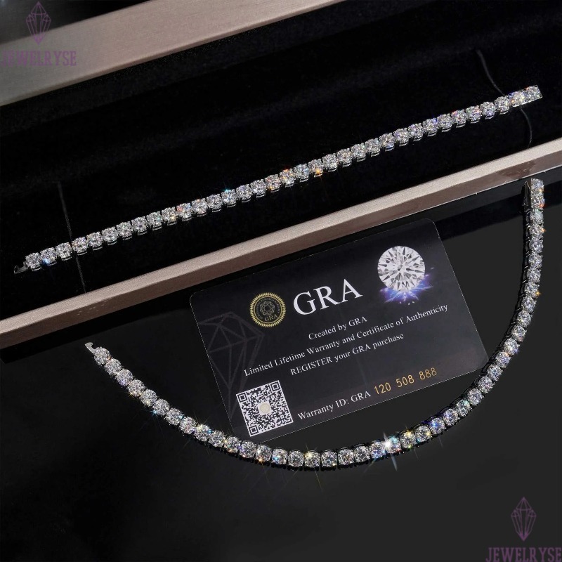 RTS 316L Never Tarnish Chain Stainless Steel VVS Moissanite Lab Dia 4mm 5mm Tennis Bracelet