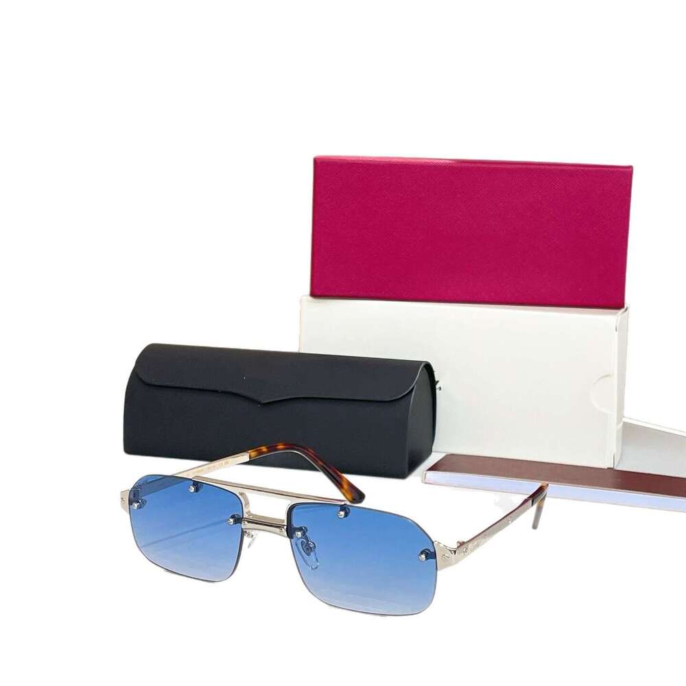 2025 Designer CT0660S Classic Versatile Oval Frameless Double Bridge Sunglasses UV Protection Sunshade Glasses