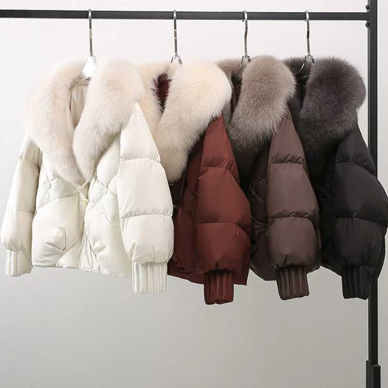 2025 Winter New Thicke Warm Parkas Removable Fur Collar Bread Coat Loose Chic Down Cotton Padded Casual Coat Womens OutwearT251201