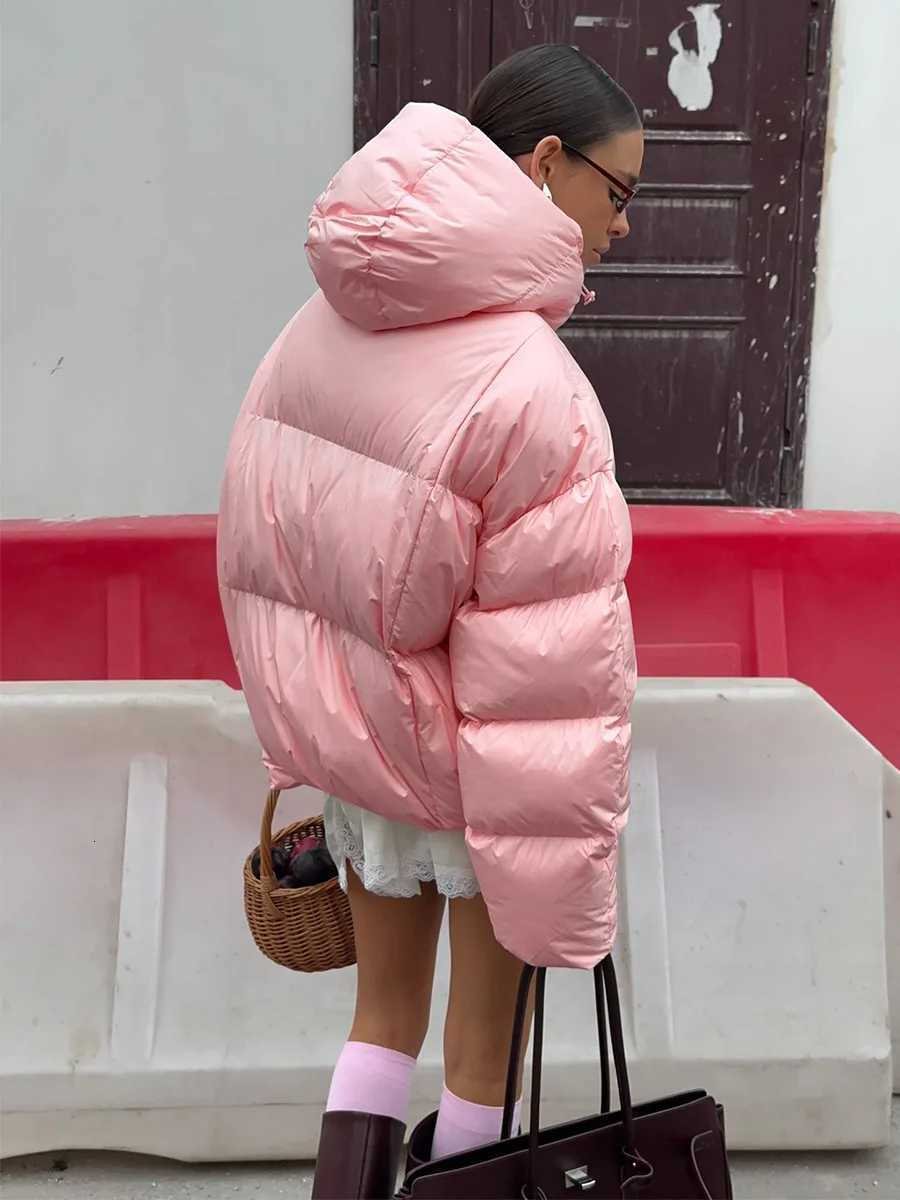 New 2025 Fashion Hooded Padded Coat Womens Casual Zipper Fluffy Hooded Cotton Long Sleeves Short Jacket Autumn Winter OuterwearT251201