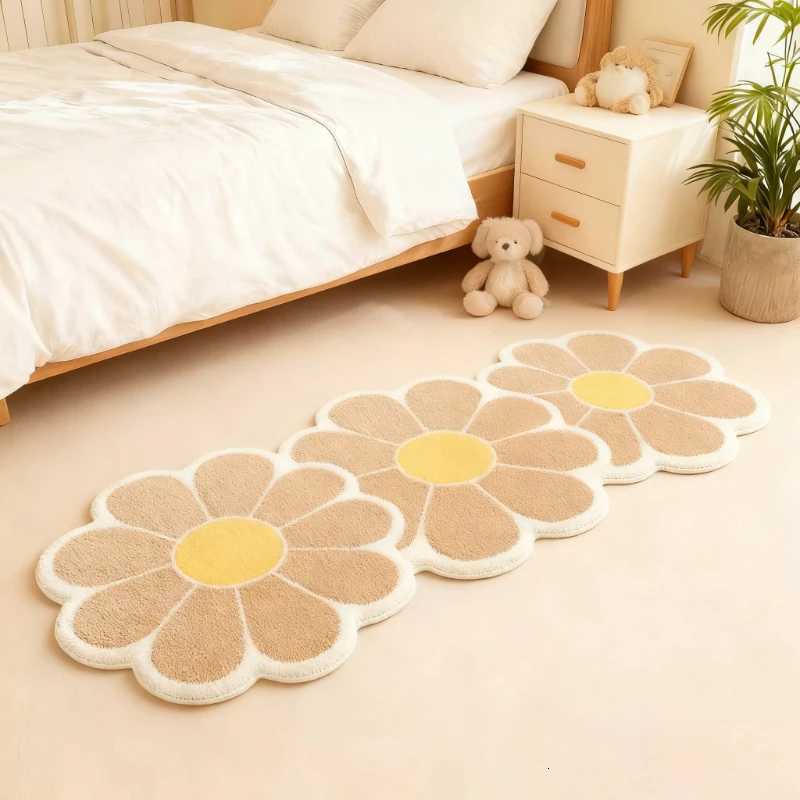 Flower Pattern Carpets for Living Ro Irregar Shape Bedro Decor Plush Carpet Thick Bedside Floor Mat Fluffy Soft Lounge Rug H251129