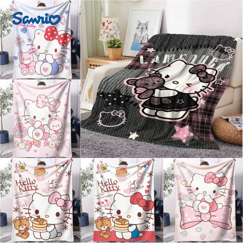 Sanrio Cute Hello Kittys Printed Blanket Home Decor Throw Blankets Picnic Blankets Warm Blanket Soft Comfortable Birthday Gift H251201