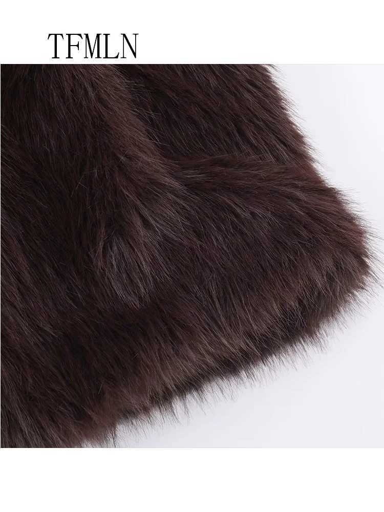 2025 Autumn Winter Women Faux Fur Jackets Luxury Thick Warm Hooded Loose Fur Coats Chic Causal Fashion Girls Furry OvercoatT251201