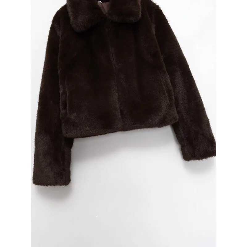 CharmCant Brown Faux Fur Coat for Women 2025 Winter New in Elegant Long Sleeve Top Fluffy Cardiga Hot Outerwears Jackets FemaleT251201