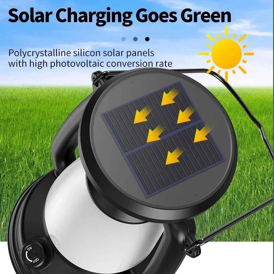 USB Rechargeable/Solar Charging Camping Light Portable Lanterns 3 Lighting Modes Atmosphere Light Outdoor Hanging Tent Light M251201